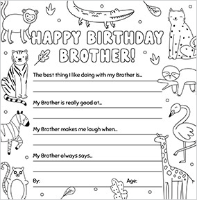 Brother Animal Prompts Birthday Card
