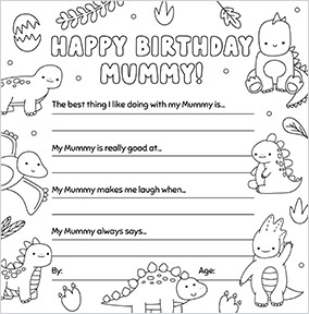 Mum Dino Prompts Birthday Card