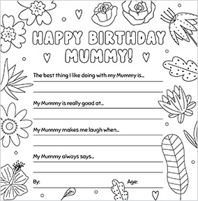 Mum Floral Prompts Birthday Card.