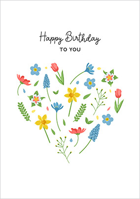 Heart Flowers Birthday Cards