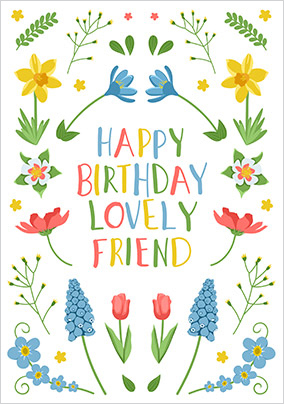 Lovely Friend Floral Birthday Card
