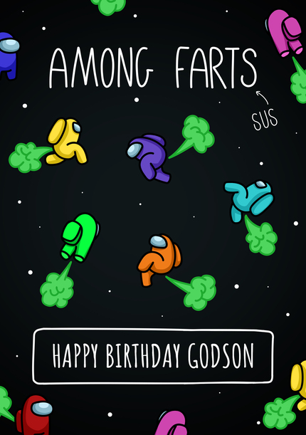 Among Farts Godson Birthday Card