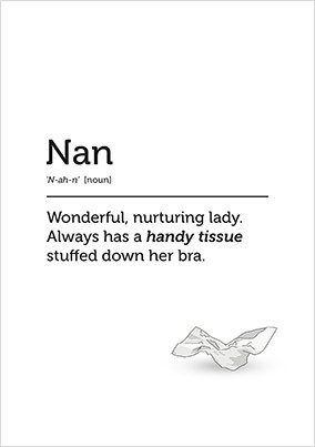 Definition of a Nan Mother's Day Card