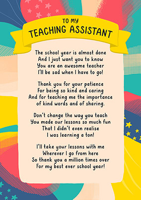 My Teaching Assistant Thank You Card