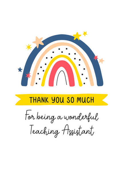 Rainbow Teaching Assistant Thank You Card