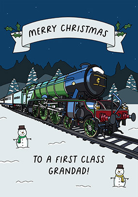 First Class Grandad  Train Christmas Card