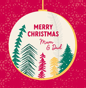 Merry Christmas Mum & Dad Bauble Card