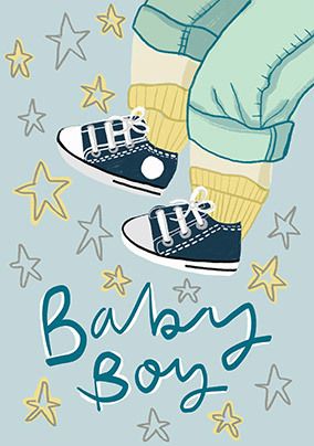 Baby Boy Shoes New Baby Card