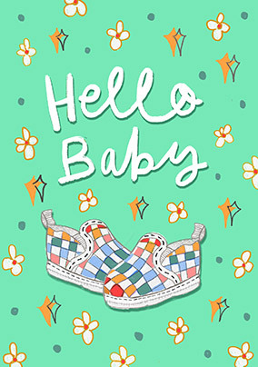 Hello Baby Shoes New Baby Card