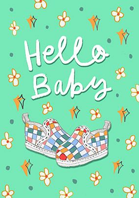 Hello Baby Shoes New Baby Card