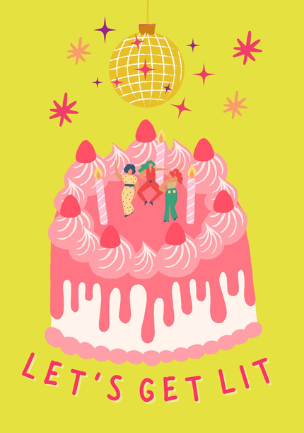Let's Get Lit Birthday Cake Card