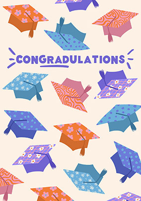 Congradulations Caps Graduation Card