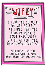 Tap to view Wifey Wifi Valentine's Day Card