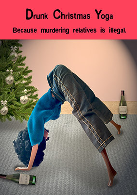 Drunk Yoga Christmas Card