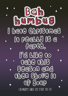 Bah Humbug Funny Christmas Card