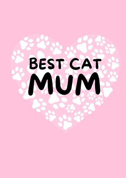 Best Cat Mum Heart Mother's Day Card