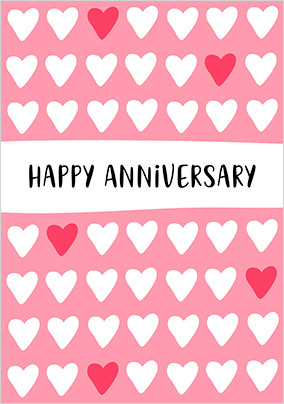 White Hearts Happy Anniversary Card