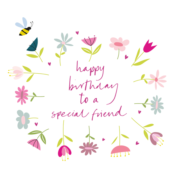 Floral Special Friend Birthday Card