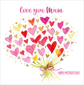 Love you Mum Hearts Mother's Day Card