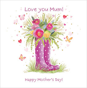 Mum Wellies Mother's Day Card