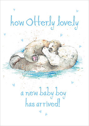 Otterly Lovely Boy New Baby card