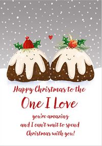 One I Love Cute Christmas Pudding Card