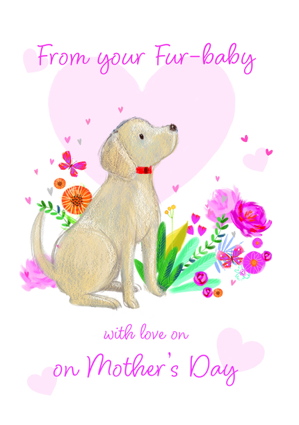 Fur Baby Golden Retriever Mother's Day Card