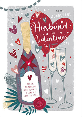 Husband Champagne Valentine's Day Card