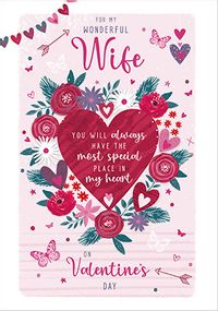 Tap to view Wife Heart and Flowers Valentine's Day Card