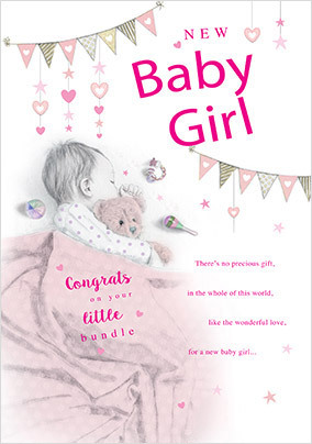 Baby Girl Little Bundle Card