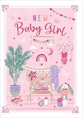 New Baby Girl Cot card