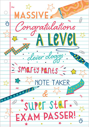 Massive Congrats A Level Results Card