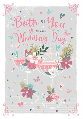 Both of You Champagne Glasses Wedding Card