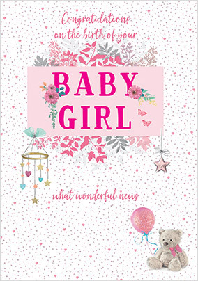 New Baby Girl Welcome Card