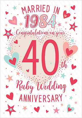 Married in 1984 Ruby Anniversary Card
