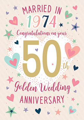 Married in 1974 Golden Anniversary Card