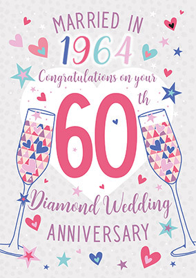 Married in 1964 Diamond Anniversary Card