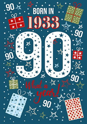 1933 Year You Were Born 90th Birthday Card