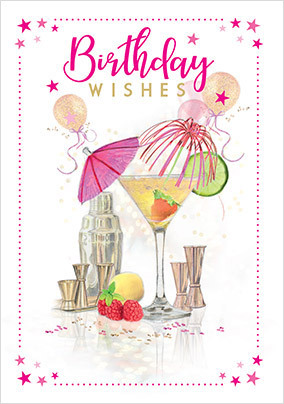 Cocktails Birthday Card