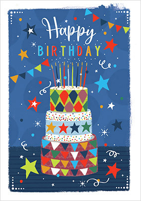 Happy Birthday 3 Tier Cake Card