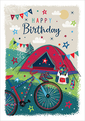 Camping and Bike Birthday Card