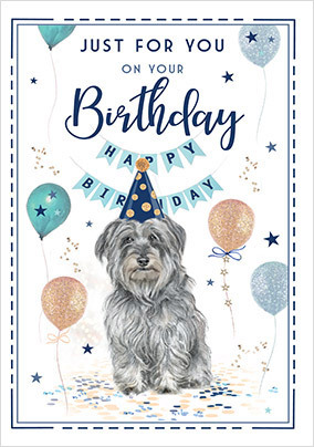 Doggy Banner Just For You Birthday Card