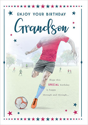 Grandson Footballer Birthday Card