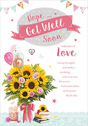 Get Well Sunflowers Verse Card
