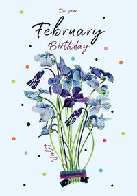 Violets February Birthday Card