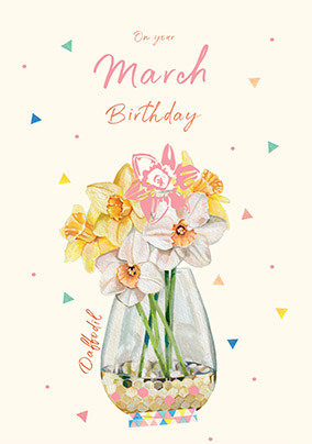 Daffodils March Birthday Card
