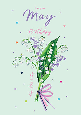Lily of the Valley May Birthday Card