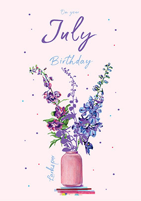 Larkspur July Birthday Card