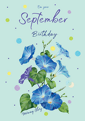 Morning Glory September Birthday Card