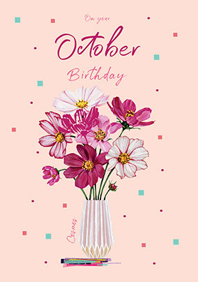 Cosmos October Birthday Card